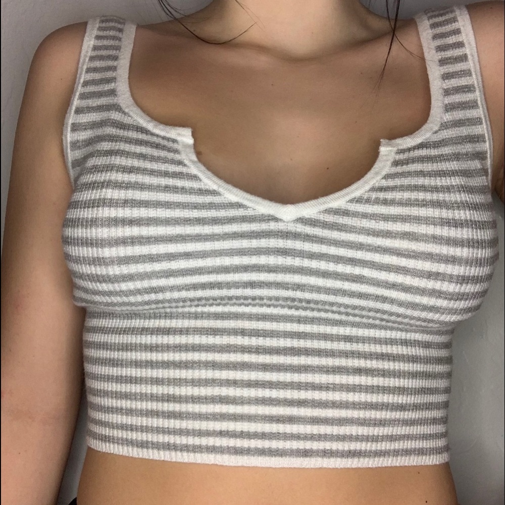 Knitted Striped Cropped Tank Top